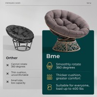 Bme 40 Ergonomic Wicker Papasan Chair With Soft Thick Density Fabric Cushion High Capacity Steel Frame 360 Degree Swivel For