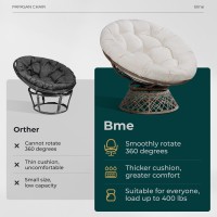 Bme 40 Ergonomic Wicker Papasan Chair With Soft Thick Density Fabric Cushion High Capacity Steel Frame 360 Degree Swivel For