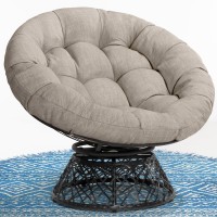 Bme 40 Ergonomic Wicker Papasan Chair With Soft Thick Density Fabric Cushion High Capacity Steel Frame 360 Degree Swivel For