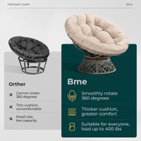 Bme 40 Ergonomic Wicker Papasan Chair With Soft Thick Density Fabric Cushion High Capacity Steel Frame 360 Degree Swivel For