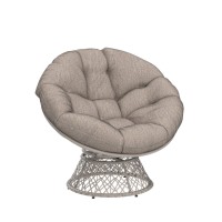 Bme 40 Ergonomic Wicker Papasan Chair With Soft Thick Density Fabric Cushion High Capacity Steel Frame 360 Degree Swivel For