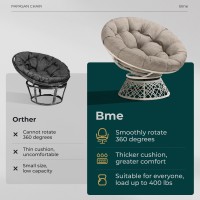 Bme 40 Ergonomic Wicker Papasan Chair With Soft Thick Density Fabric Cushion High Capacity Steel Frame 360 Degree Swivel For