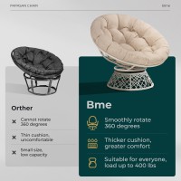 Bme 40 Ergonomic Wicker Papasan Chair With Soft Thick Density Fabric Cushion High Capacity Steel Frame 360 Degree Swivel For