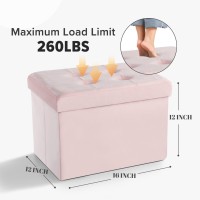 Linmagco Small Velvet Ottoman With Storage Rectangle Ottoman Foot Rest Under Desk Stool For Room Folding Ottoman Furniture Wit