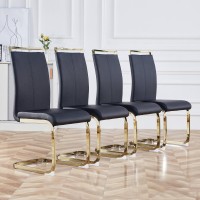 Baysitone Modern Dining Chairs Set of 4, Side Dining Room Chairs with Golden Legs, Kitchen Chairs with Faux Leather Padded Seat High Back, Chairs for Dining Room,Kitchen, Living Room Black