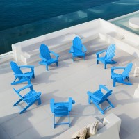 Lue Bona Hdps Adirondack Chair Set Of 8 Blue Adirondack Chairs With Cup Holder 350Lbs Modern Resin Patio Adirondack Chair Weat