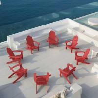 Lue Bona Hdps Adirondack Chair Set Of 8 Bright Red Adirondack Chairs With Cup Holder 350Lbs Modern Resin Patio Adirondack Chai