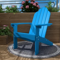 Lue Bona Hdps Adirondack Chair Blue Adirondack Chairs With Cup Holder 350Lbs Modern Adirondack Chair Weather Resistant Resin