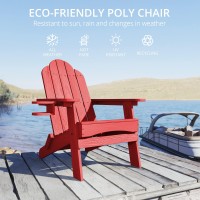 Lue Bona Folding Adirondack Chair Set Of 6 Bright Red Hdps Fire Pit Patio Chairs Weather Resistant Modern Plastic Outdoor Chai