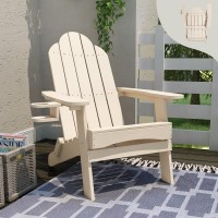 Lue Bona Folding Adirondack Chair Sand Hdps Fire Pit Patio Chairs Weather Resistant Modern Plastic Outdoor Chairs With Cup Hol