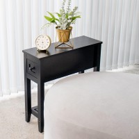 Lusuowlz Narrow End Table Black Side Table With Drawer Slim Bed Side Table For Small Spacenight Stand Set Of 1 Side Table Fo