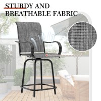 Udpatio Patio Swivel Bar Stools Chair Of 2 Outdoor Bar Height Set All Weather High Back And Armrest Rocking Stools Bar Chair