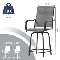 Udpatio Patio Swivel Bar Stools Chair Of 2 Outdoor Bar Height Set All Weather High Back And Armrest Rocking Stools Bar Chair