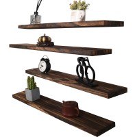 Hxswy 36 Inch Rustic Floating Shelves Wall Mounted Farmhouse Wooden Wall Shelf For Bathroom Kitchen Bedroom Living Room Set Of 4