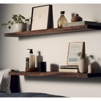 Hxswy 36 Inch Rustic Floating Shelves Wall Mounted Farmhouse Wooden Wall Shelf For Bathroom Kitchen Bedroom Living Room Set Of 4