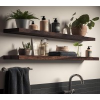 Hxswy 36 Inch Rustic Floating Shelves Wall Mounted Farmhouse Wooden Wall Shelf For Bathroom Kitchen Bedroom Living Room Set Of 4