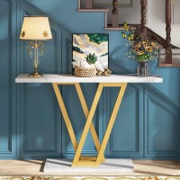 Little Tree Console Table Hallway Table For Entryway 43 Inch Sofa Table Entryway Tables For Living Room, White & Gold