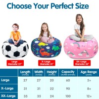 Lukeight Stuffed Animal Storage Bean Bag Chair Cover For Kids Zipper Beanbag Chair Cover For Organizing Toddler Kids Rooms P