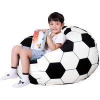 Lukeight Stuffed Animal Storage Bean Bag Chair Cover For Kids Soccer Zipper Beanbag Chair Cover For Organizing Toddler And Kids