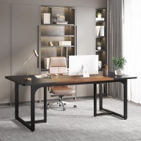 Tribesigns 70.86'' Executive Desk, Large Office Computer Desk With Strong Metal Frame, Wooden Workstation Business Furniture, 8 People Rectangle Conference Table For Home Office,Xk00251