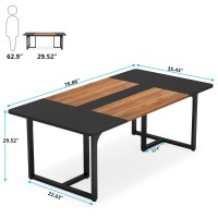 Tribesigns 70.86'' Executive Desk, Large Office Computer Desk With Strong Metal Frame, Wooden Workstation Business Furniture, 8 People Rectangle Conference Table For Home Office,Xk00251