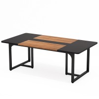 Tribesigns 70.86'' Executive Desk, Large Office Computer Desk With Strong Metal Frame, Wooden Workstation Business Furniture, 8 People Rectangle Conference Table For Home Office,Xk00251