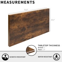 Vivo Universal 51 X 25 Inch Solid Extra Thick Faux 2.3 Inch Table Top For Standard And Sit To Stand Height Adjustable Home And Office Desk Frames, Rustic Vintage Brown, Desk-Top4N