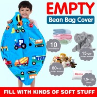 Lukeight Stuffed Animal Storage Bean Bag Chair Cover For Kids Construction Zipper Beanbag Chair Cover For Organizing Toddler An