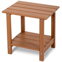 Loeniy 2 Tier Outdoor Side Table Hdpe Adirondack Table Patio Side Table With Woodlike Grain Weather Resistant End Table Small