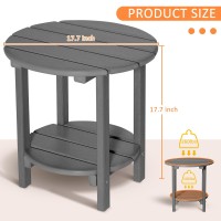 Loeniy 2 Tier Outdoor Side Table Hdpe Adirondack Table Patio Side Table With Woodlike Grain Weather Resistant End Table Small