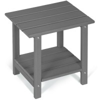 Loeniy 2 Tier Outdoor Side Table Hdpe Adirondack Table Patio Side Table With Woodlike Grain Weather Resistant End Table Small