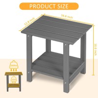 Loeniy 2 Tier Outdoor Side Table Hdpe Adirondack Table Patio Side Table With Woodlike Grain Weather Resistant End Table Small