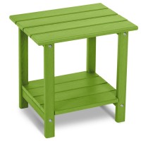 Loeniy 2 Tier Outdoor Side Table Hdpe Adirondack Table Patio Side Table With Woodlike Grain Weather Resistant End Table Small