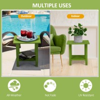 Loeniy 2 Tier Outdoor Side Table Hdpe Adirondack Table Patio Side Table With Woodlike Grain Weather Resistant End Table Small