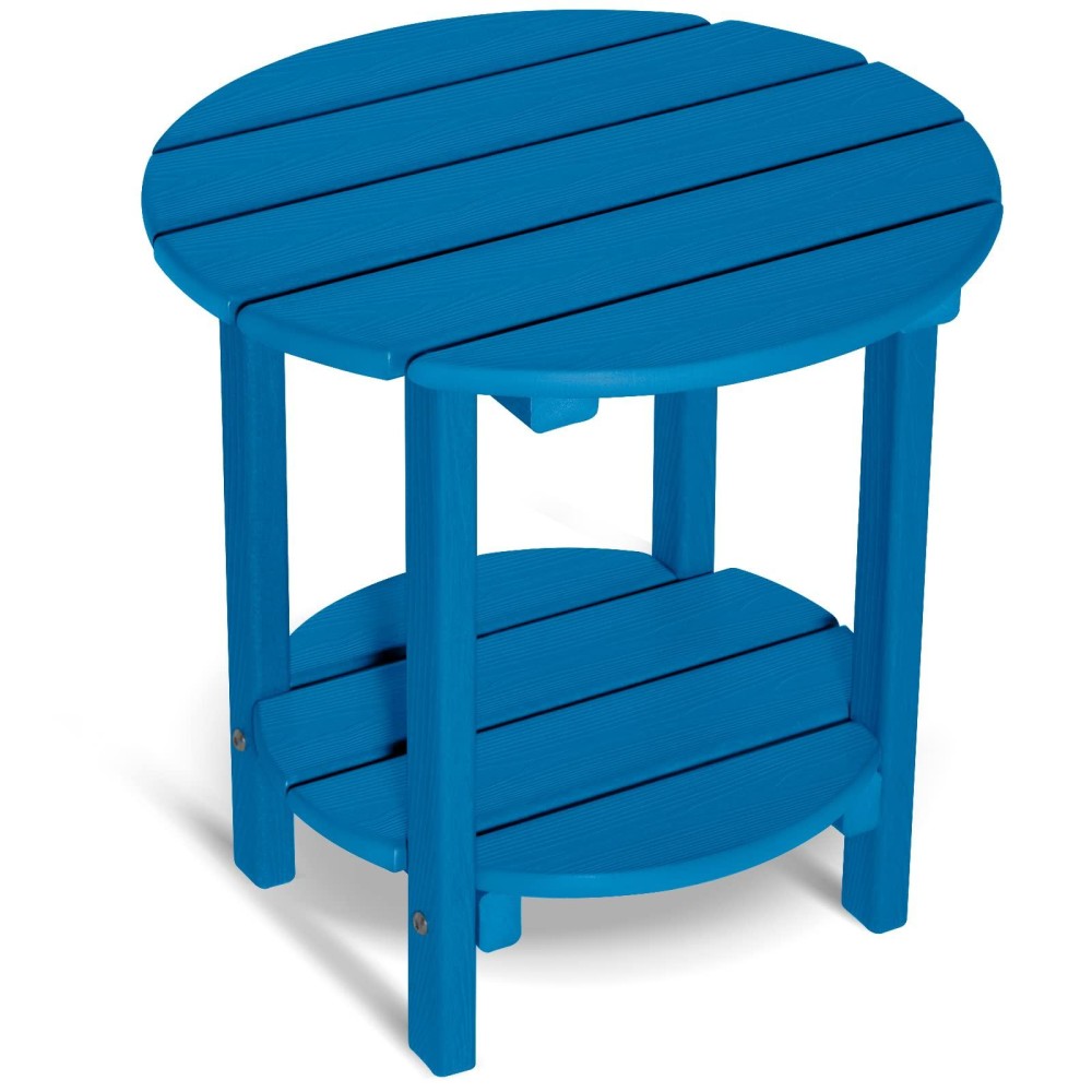 Loeniy 2 Tier Outdoor Side Table Hdpe Adirondack Table Patio Side Table Weather Resistant End Table Small Outdoor Table Navy B