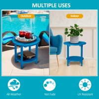 Loeniy 2 Tier Outdoor Side Table Hdpe Adirondack Table Patio Side Table Weather Resistant End Table Small Outdoor Table Navy B