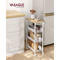 Vasagle Slim Rolling Cart 4Tier Storage Cart Narrow Cart With Handle 87 Inches Deep Metal Frame For Kitchen Dining Room