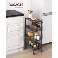 Vasagle Slim Rolling Cart 4Tier Storage Cart Narrow Cart With Handle 87 Inches Deep Metal Frame For Kitchen Dining Room