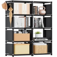 Mavivegue Bookshelf,8 Cube Storage Organizer,Book Shelf Organizer,Tall Bookcase Shelf,Book Cases/Shelves,Black Cube Shelf,Cubbies Closet Storage Organizer Shelves For Bedroom,Living Room,Home,Office