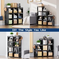 Mavivegue Book Shelf 9 Cube Storage Organizer Diy Bookcase Metal Cube Bookshelf Tall Book Case For Bedroom Living Room Offi