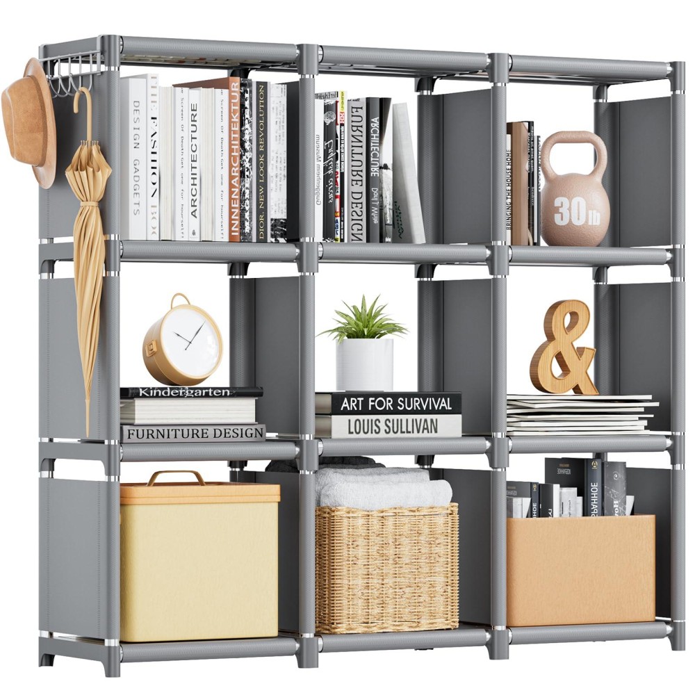 Mavivegue Book Shelf 9 Cube Storage Organizer Diy Bookcase Metal Cube Bookshelf Tall Book Case For Bedroom Living Room Off