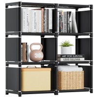 Mavivegue Book Shelf, 6 Cube Storage Organizer, Diy Bookcase, Metal Cube Bookshelf,Tall Book Case For Bedroom, Living Room,Office,Closet Storage Organizer, Black Cubicle Storage Rack