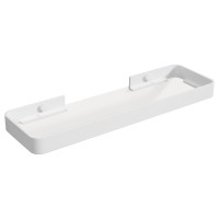 Danpoo 16Inch Wall Shelf Clear Tempered Glass With Matte White Aluminum Frame Sleek Floating Bathroom Organizer