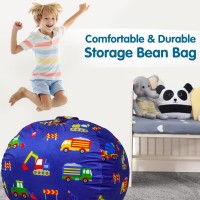 Lukeight Stuffed Animal Storage Bean Bag Chair Cover For Kids Zipper Beanbag Chair Cover For Organizing Toddler And Kids Rooms