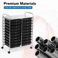 Silkydry 20-Drawer Rolling Storage Cart, Art Cart Organizer On Wheels, Metal Frame And Removable Drawers, Multipurpose Mobile Utility Cart For Classroom, Office, School, Home (Black)