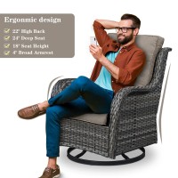 Belord 3 Pcs Patio Furniture Set Mixed Grey Wicker Swivel Rocking Chair Set With Side Table