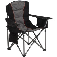 High Point Sports Oversized Portable Camping Folding Chair, Heavy Duty Foldable Outdoor Chair, Camp Chair With Cup Holder And Cooler Bag Support 450 Lbs, Black