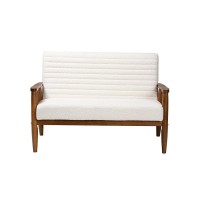 Baxton Studio Stratton MidCentury Modern Cream Boucle Fabric Loveseat