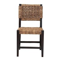 Baxton Studio Alise Dark Brown Mahogany Wood And Banana Fiber Dining Chair