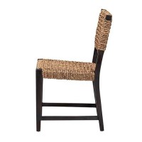 Baxton Studio Alise Dark Brown Mahogany Wood And Banana Fiber Dining Chair